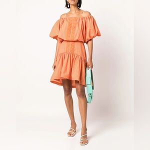 SILVIA TCHERASSI Nervi Striped Off-The-Shoulder Minidress